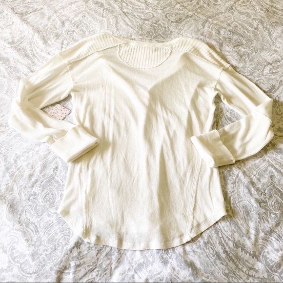 FREE PEOPLE Military Mix Henley Ivory Combo Large - Picture 8 of 9